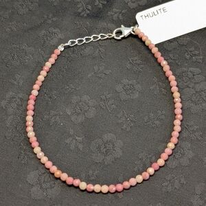Pink Thulite Bracelet Sterling Silver With Faceted Beads NWT